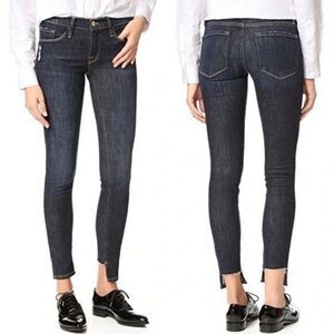FRAME Size 27 Le Skinny De Jeanne Jeans Crown Heights Dark Blue Step Hem